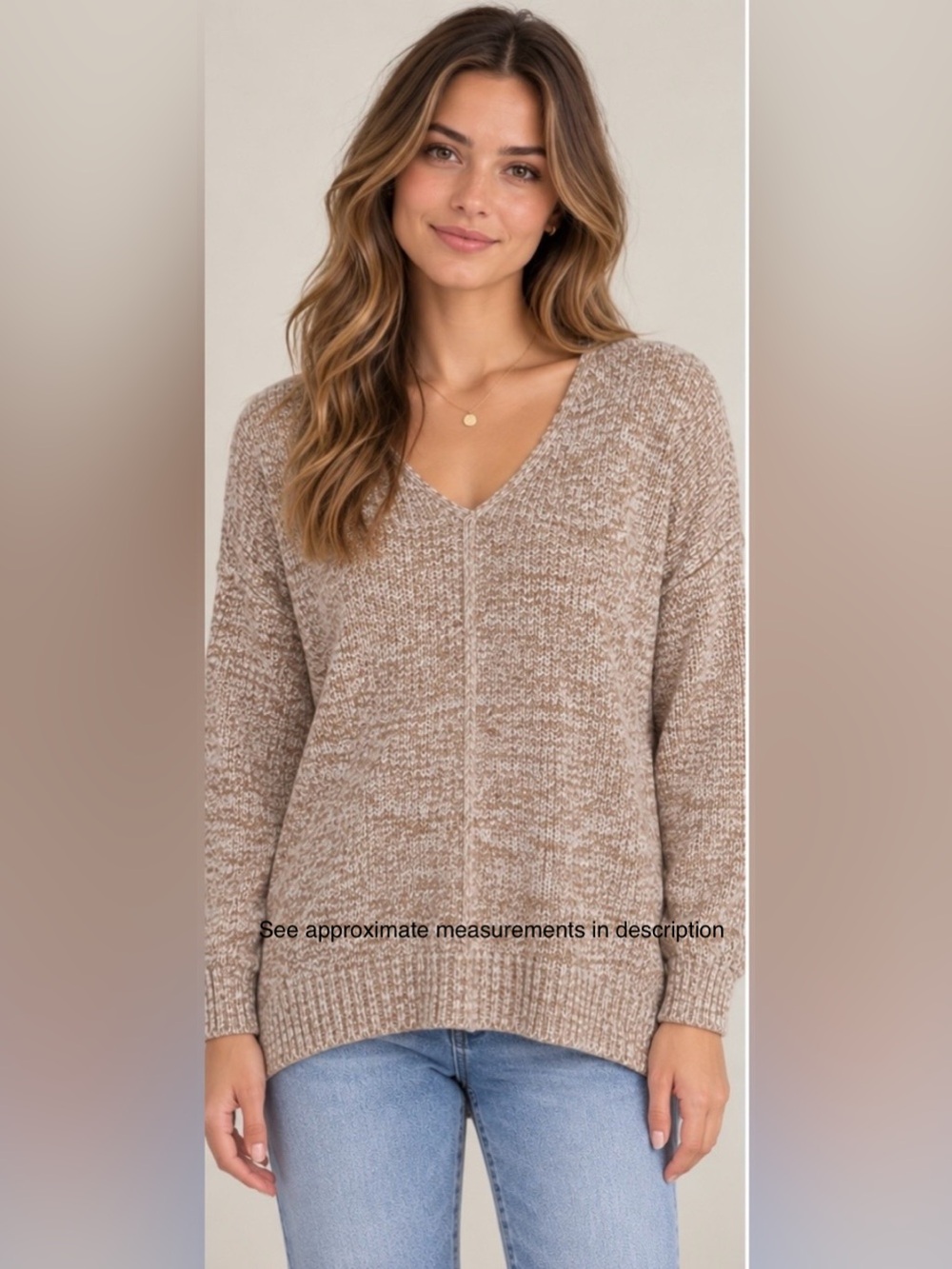 Zenana Marled V-Neck Lightweight Knit Sweater M Oversized High Low NWOT